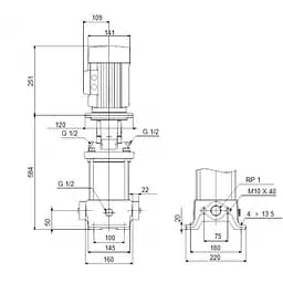 Поверхневий насос Grundfos CR1-21 A-A-A-E-HQQE 3x230/400 (96516192) - мініатюра 3