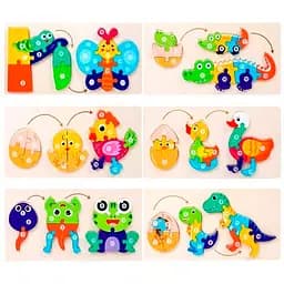 Пазлы деревянные Жизненный цикл, 3в1, от 13 деталей, 30x15x1 см