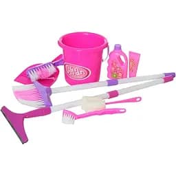 Набір для прибирання дитині Limo Toy (667-16-19) у 2-х видах. Відро, віник, швабри, совок, пляшечки