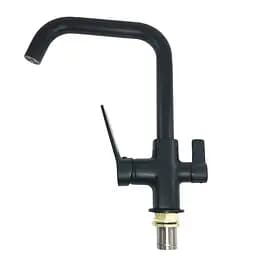 F4362 Змішувач для кухні однорич. круг.Г-подіб.гусак під фільтр лат.корп. гайка Ø35 чорний Frap 1/8 Чорний матовий