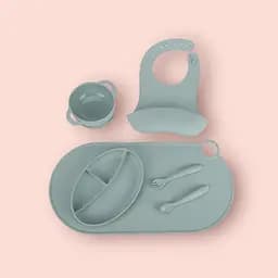 Набор силиконовой посуды для прикорма детей на присоске, 6 предметов, mint