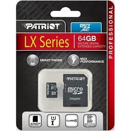 Карта пам'яті Patriot 64Gb microSDXC LX + SD-adapter (PSF64GMCSDXC10) - мініатюра 2
