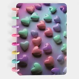 Блокнот на спіралі ПВХ Сердечки об’ємні, А5, 100 аркушів, клітинка (В асортименті)