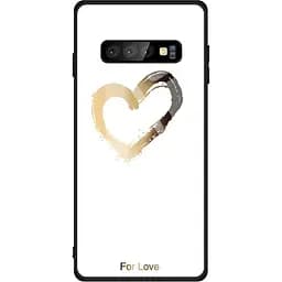 Чохол-накладка Toto Glass Fashionable Case Samsung Galaxy S10 Heart on White