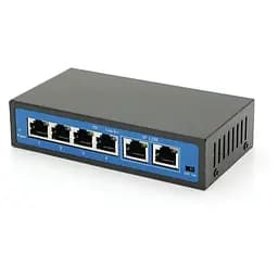 Коммутатор POE 48V с 4 портами POE 100Мбит + 2 порт Ethernet (UP-Link) 100Мбит, корпус – металл, Black, БП в комплекте, Q18