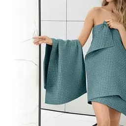 Рушники вафельні Cosas Greek Waffle Olympic 2 шт., 55x90 см/75x130 см, темно-зелені - мініатюра 6