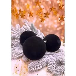 Набір ялинкових куль Оксамит 100 мм 6 шт Чорний