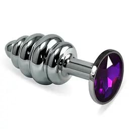 Металлическая анальная пробка с кристаллом Lovetoy Spiral Metal Plug 6.8 см (фиолетовый)