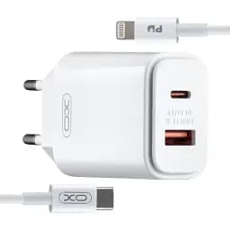 Сетевое зарядное устройство для XO L90A EU PD20W + QC18W Высокоскоростной светильник с подсветкой ( NB113 ) Белый