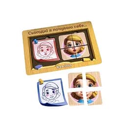Дерев'яний пазл-сортер Емоції 36 деталей Ubumblebees 12х17.5х0 см igr0001546