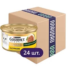 Упаковка вологого корму для котів Gourmet Gold Соковита насолода з куркою 2.04 кг (85 г x 24 шт.)