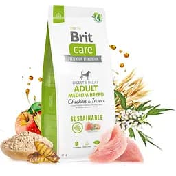 Сухий корм для собак середніх порід Brit Care Dog Sustainable Adult Medium Breed, з куркою та комахами, 1 кг - мініатюра 2