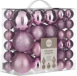 Набір ялинкових куль House of Seasons Ø8/6/4 см 46 шт бузковий (8720362102090)