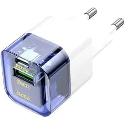 Сетевое зарядное устройство для Hoco C131A Platinum dual-port PD30W+QC3.0 charger(EU) голубой