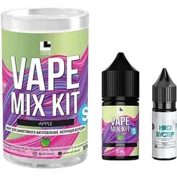 Набір компонентів для самозамісу сольової рідини ULL Vape Mix Kit Salt 30 мл Apple 0-50 мг (zh4674)