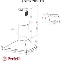 Витяжка купольна Perfelli K 5202 SG 700 LED - мініатюра 8