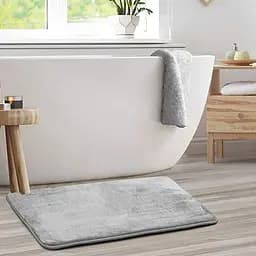 Антиковзкий М'який килимок для ванної Aquarius з ефектом пам'яті 50 х 80 см Сірий Гладкий