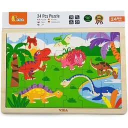 Дерев'яний пазл Viga Toys Динозаври 24 елементи (51460) - мініатюра 2