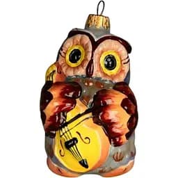 Ялинкова прикраса Різдвяні історії Сова з контрабасом скло (4820001084382)