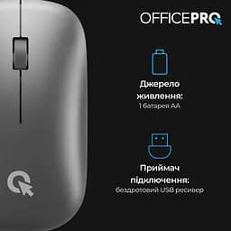 Бездротова миша OfficePro M225G Silent Click Wireless Gray (M225G) - мініатюра 9