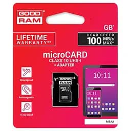 Карта пам'яті GoodRam MicroSDXC 64GB UHS-I Class 10 + SD-adapter (M1AA-0640R12) - мініатюра 2