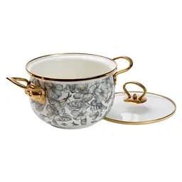 Каструля емальована 2 л зі скляною кришкою, flowers Yiwu HP-2-105 - мініатюра 2