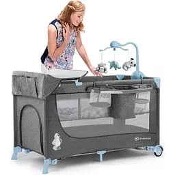 Ліжко-манеж з пеленатором Kinderkraft Joy Blue сіре з блакитним (00-00158382) - мініатюра 13