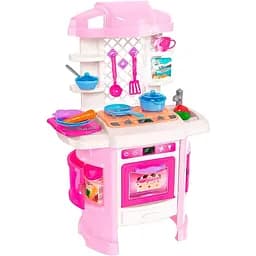 Детский игрушечный набор, интерактивная кухня с подсветкой, звуковыми эффектами и паром, розового цвета