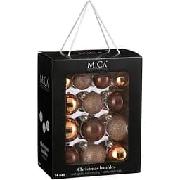 Комплект ялинкових куль Mica Decorations скляні 7/6/5 см шоколад 26 шт. (1181257)