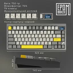 Клавіатура Epomaker TH80 PRO V2 Sea Salt Silent Black механічна бездротова (TH80-PROV2-B-SS) - мініатюра 14