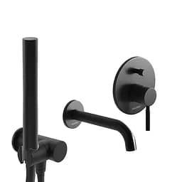 Смеситель для ванны Kohlman Roxin black + BOX скрытого монтажа KPL-QW210RBL Черный матовый