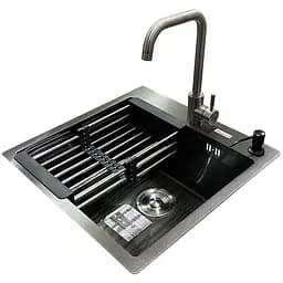 Комплект мийка + змішувач Romzha Arta U-450S BL (B)