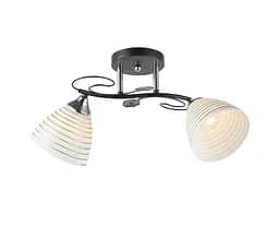 Люстра стельова на 2 плафони 6344-2 Чорний+Хром