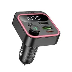 АЗП з FM-модулятором HOCO E85 Tiger PD20W+QC3.0 car BT FM transmitter Black