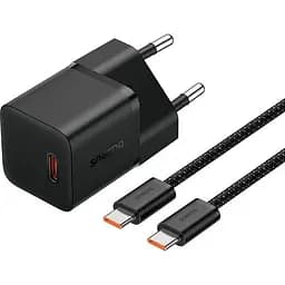 МЗП Baseus GaN5 Fast Charger (mini) PD20W (1USB-C) + кабель Type-C to Type-C (P10110900113) Cluster Black
