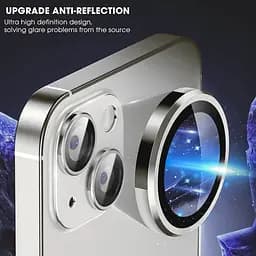 Захисне скло Metal Classic на камеру (у упак.) для Apple iPhone 15 (6.1) / 15 Plus (6.7) Срібний / Silver - мініатюра 4