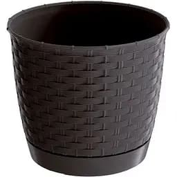 Горшок для цветов Prosperplast Ratolla круглый с подставкой, 145 мм, коричневый (70762-440)
