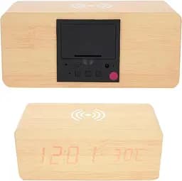 Дерев'яний LED годинник UFT Wood Wireless Clock з функцією бездротової зарядки - мініатюра 2