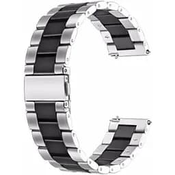 Ремінець BeWatch для Mobvoi TicWatch Pro 3/Huawei Watch GT 2 46мм/GT 2 Pro Браслет сталевий 22мм Duo Сріблясто Чорний (1025411)