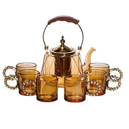 Набор для заваривания чая со стеклянным чайником и 6 чашек Коричневый Yiwu 64486-39
