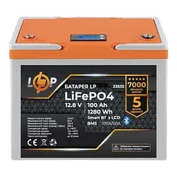 Акумулятор LP LiFePO4 12,8V - 100 Ah (1280Wh) (BMS 100A/50А) пластик LCD Smart BT