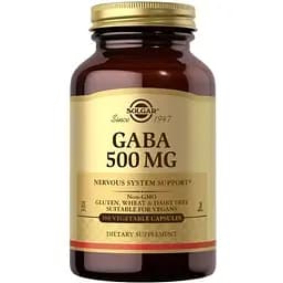 Амінокислота Solgar GABA 500 mg, 100 вегакапсул