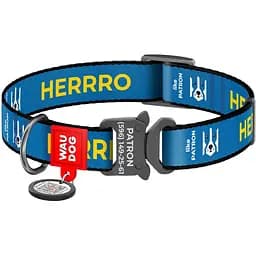 Ошейник для собак Waudog Nylon Патрон, c QR паспортом, металлическая пряжка-фастек, XL, 35-58х2,5 см