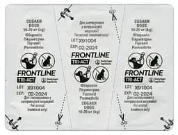 Краплі Boehringer Ingelheim Frontline Tri-Act від бліх та кліщів для собак 10-20 кг 3 піпетки + Плед для пікніка Frontline темно-синій - мініатюра 5