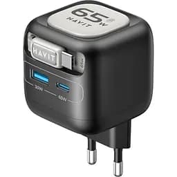 Зарядний пристрій Havit UC253 GaN 65W USB-A+USB-C + кабель USB-C (HV-UC253-BK)