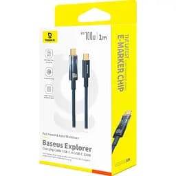 Кабель Baseus Explorer Charging with Auto Shutdown Cable Type-C to Type-C 100W 1m P10319704321-00 Blue - мініатюра 3