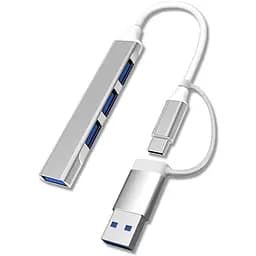 Хаб Usb Dynamode DM-UH-311AC, серебристый, Type-C / Usb 3.0 - 1xUsb 3.0 / 3xUsb 2.0, алюминиевый корпус