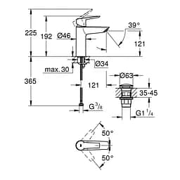 Змішувач для раковини Grohe QuickFix Start M-Size 235752432, Чорний матовий - мініатюра 2