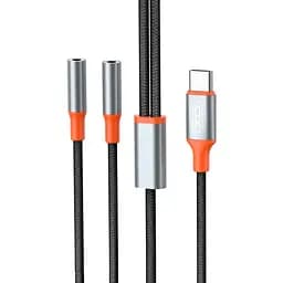 Адаптер XO NB-R269B Couple Cable Type-c to Dual 3.5 Female Adapter 1.2 м Чорний - мініатюра 6