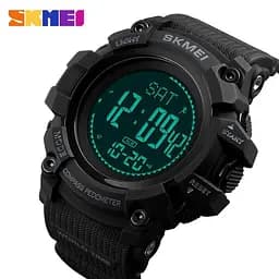 Cпортивний годинник Skmei 1356 Compass з компасом тактичні удароміцні (Чорний) - мініатюра 3